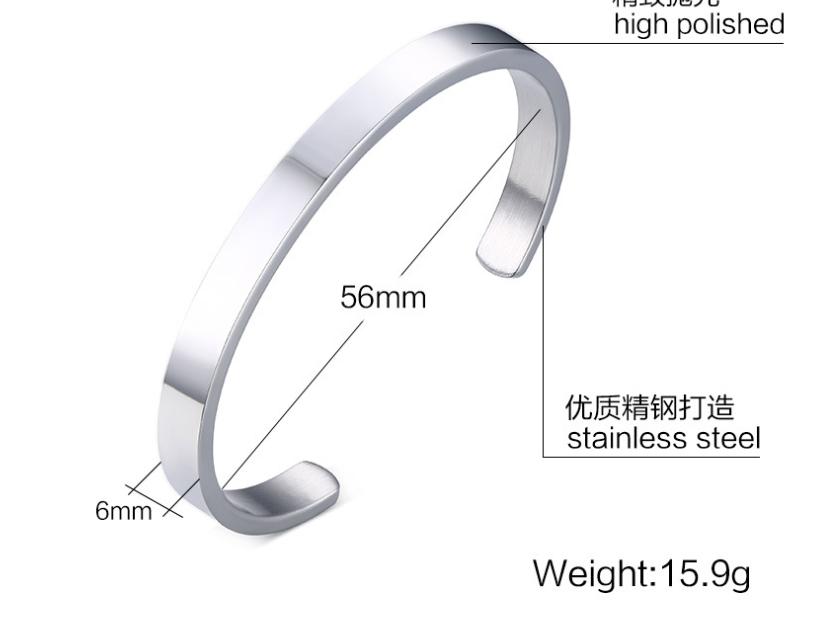 Pulseira aberta de joias simples de aço inoxidável - Image 3