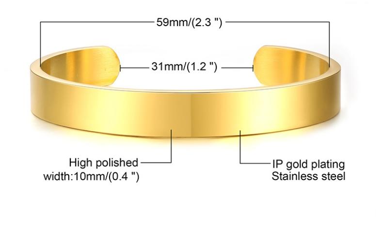 Pulseira aberta de joias simples de aço inoxidável - Image 6
