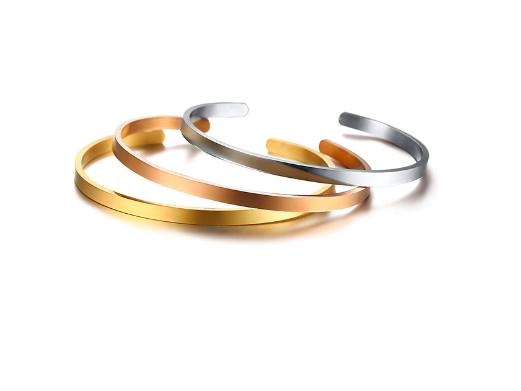 Pulseira aberta de joias simples de aço inoxidável - Image 7