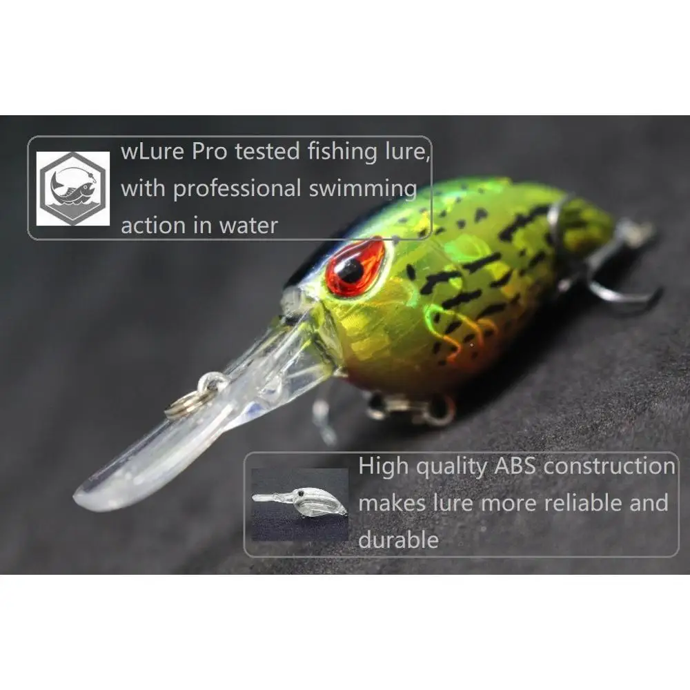 wLure Crankbait Wobble Fishing Lure 6cm 5g Deep Diving Tight Action Fresh Water Hard Bait Floating 8# Hooks Insect Bait C770 - Image 2