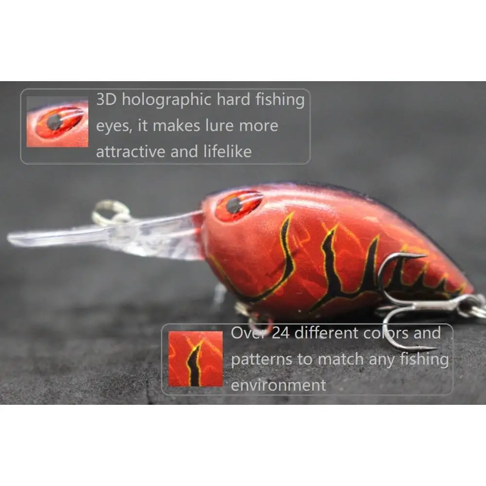 wLure Crankbait Wobble Fishing Lure 6cm 5g Deep Diving Tight Action Fresh Water Hard Bait Floating 8# Hooks Insect Bait C770 - Image 3