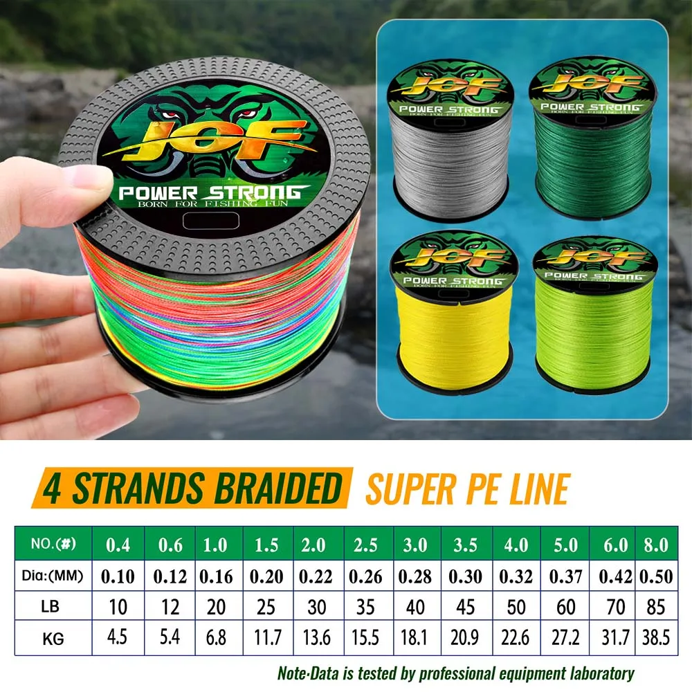 JOF 4 Braided x4 Strands 300M 500M Fly Fishing Line Multifilament Wire Pesca 10-85LB Carp Sea Saltwater Weave Extreme Japan - Image 2